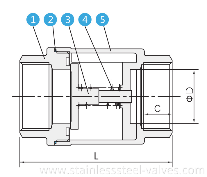 stainless steel 200WOG threaded ends vertical check valve